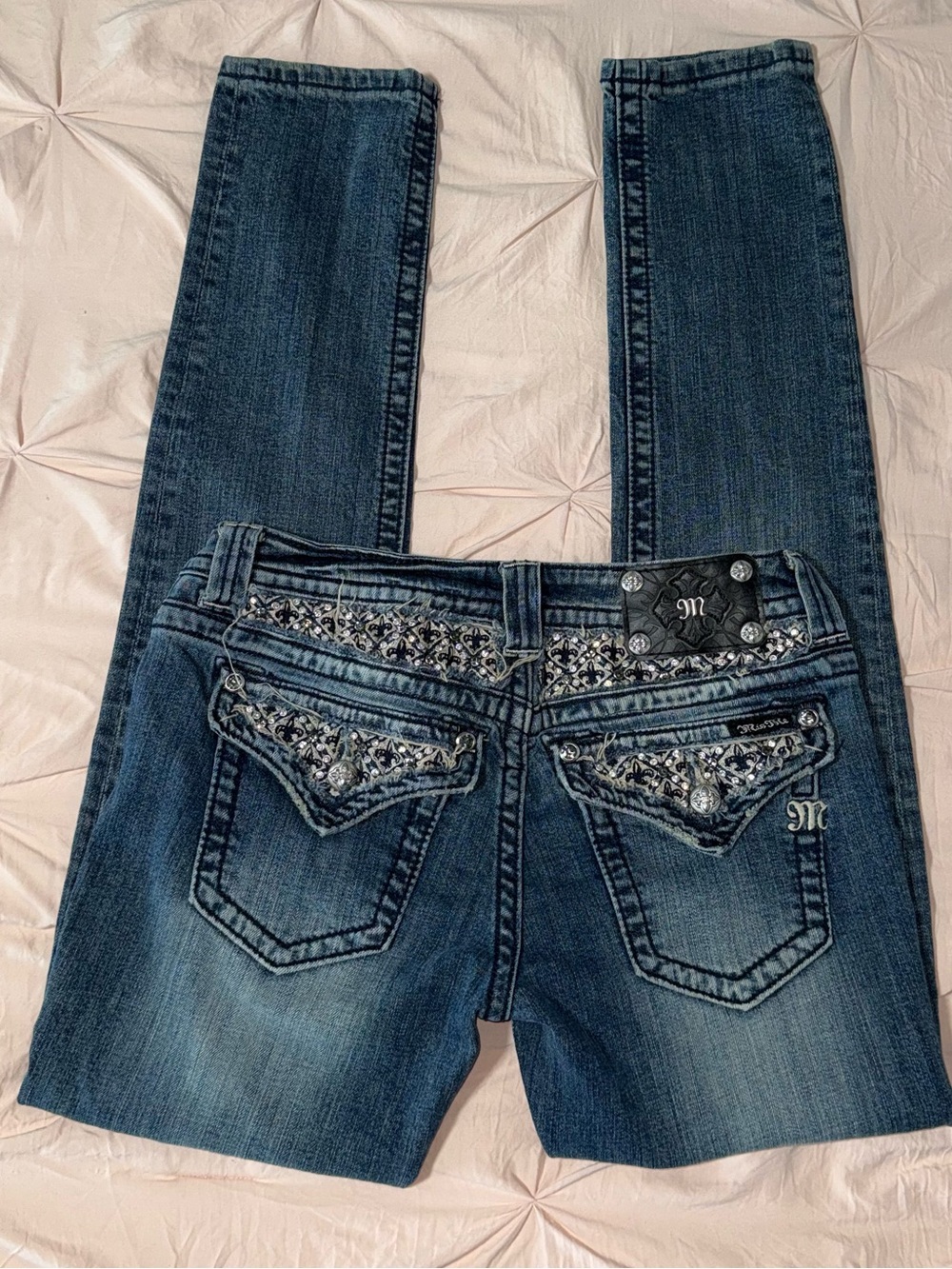 Miss Me Dark Blue Embellished Skinny Jeans